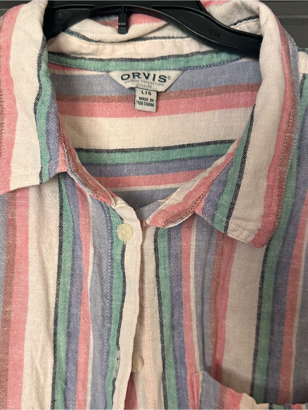 Orvis Pastel Striped Linen-Blend Button Shirt In Coral, Mint & Blue